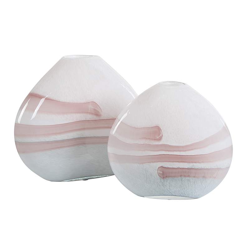 Image 2 Blush Swirl Set of 2 Glass Vases