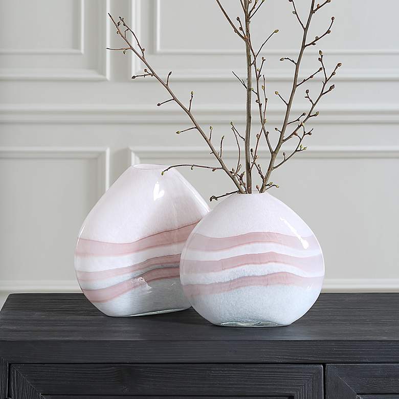 Image 1 Blush Swirl Set of 2 Glass Vases
