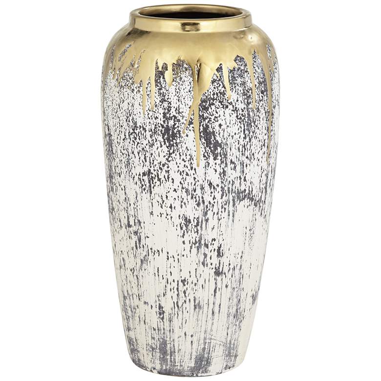 Image 3 Blythe 14" High Matte Gold and Gray Decorative Vase