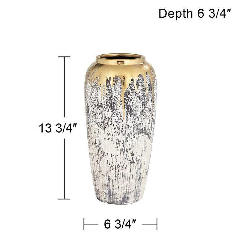 Image 7 Blythe 14" High Matte Gold and Gray Decorative Vase more views