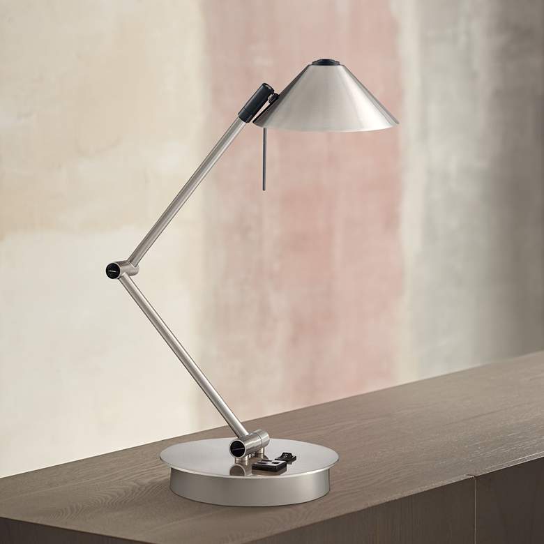 Image 1 Bo Pharmacy Style Adjustable Desk Lamp with Power Outlet