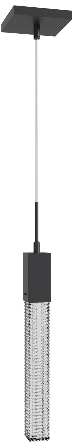 Boa 1-Light 2"W LED Pendant in Black/Studded Crystal