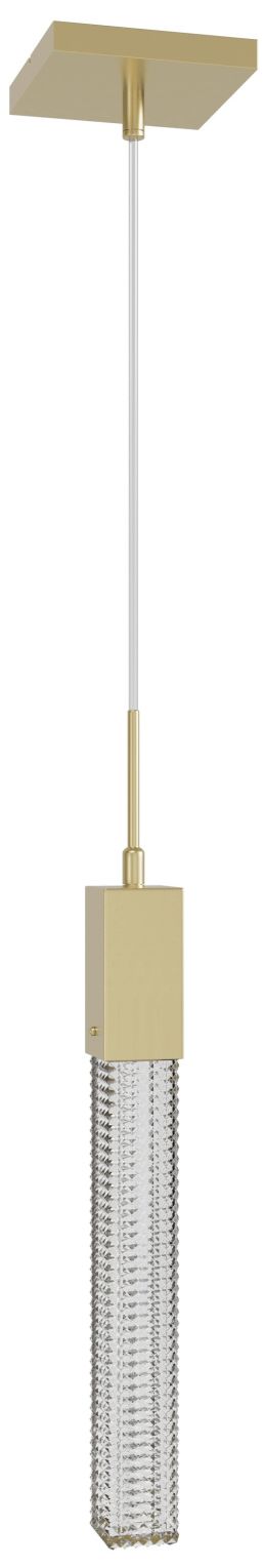 Boa 1-Light 2"W LED Pendant in Brushed Brass/Studded Crystal