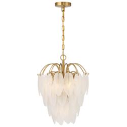 Boa 16" Wide Warm Brass and Frosted Glass 5-Light Chandelier
