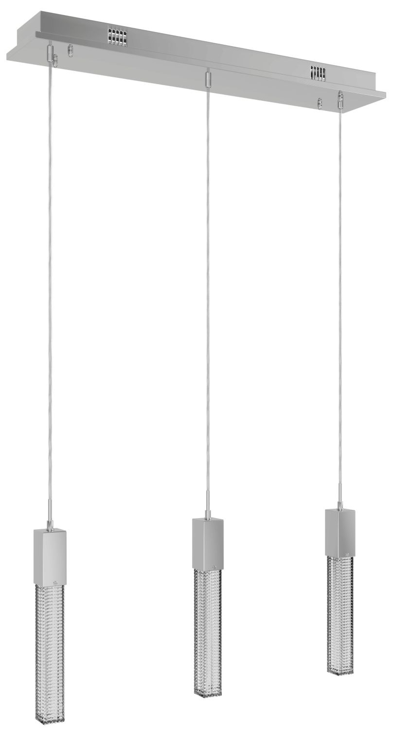 Boa 3-Light 37"W LED Linear Chandelier in Chrome/Studded Crystals