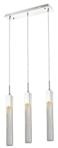 Image 2 Boa 3-Light 37"W LED Linear Chandelier in Chrome/Studded Crystals more views