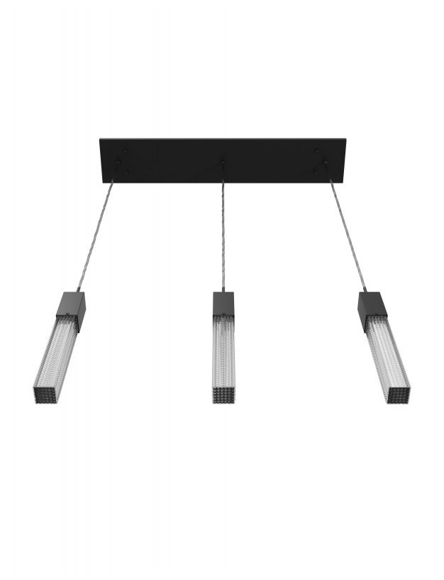 Image 2 Boa 3-Light 37"W LED Linear Pendant in Black/Studded Crystals more views