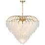 1_Boa 34"W Warm Brass and Glass Feathers 15-Light Chandelier