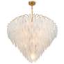 4_Boa 34"W Warm Brass and Glass Feathers 15-Light Chandelier more views