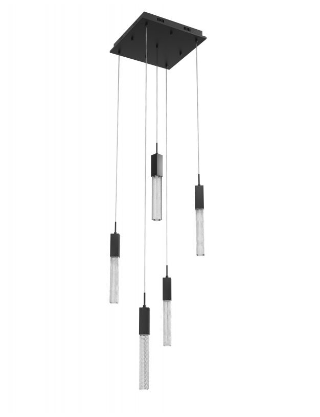 Image 2 Boa 5-Light 12"W LED Chandelier in Black/Studded Crystals more views