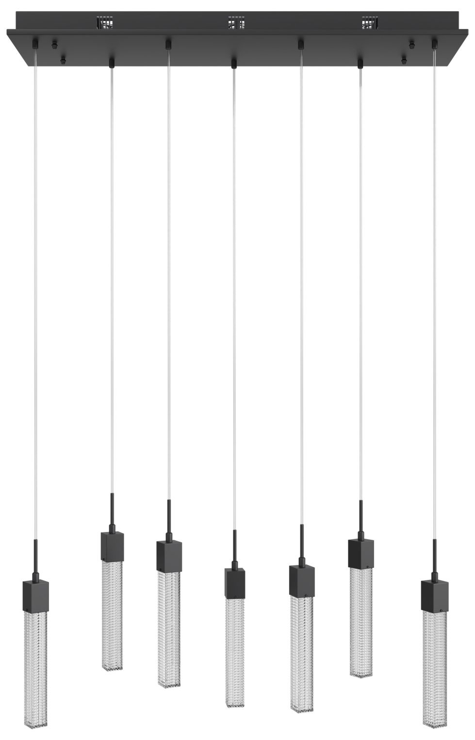Boa 7-Light 47"W LED Linear Chandelier in Black/Studded Crystals
