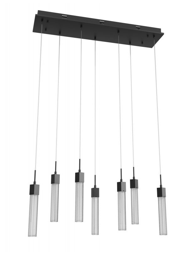 Image 2 Boa 7-Light 47"W LED Linear Chandelier in Black/Studded Crystals more views