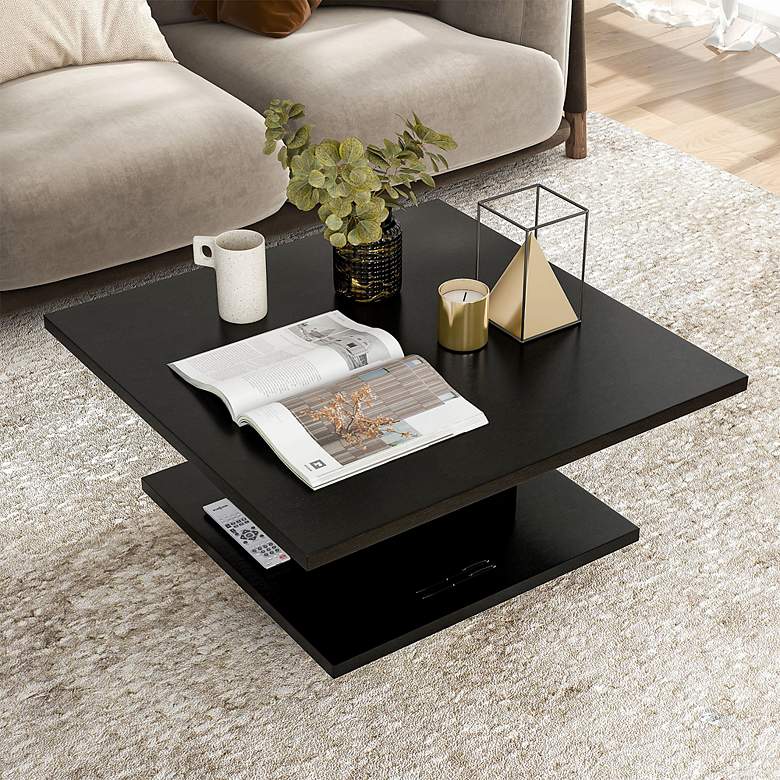 Image 6 Boa Vista 31" Wide Black Coffee Table with Hidden Storage more views