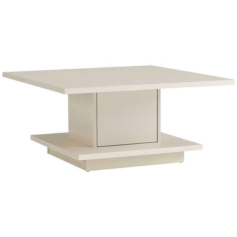 Image 2 Boa Vista 31 inchW Cream Weave Coffee Table with Hidden Storage