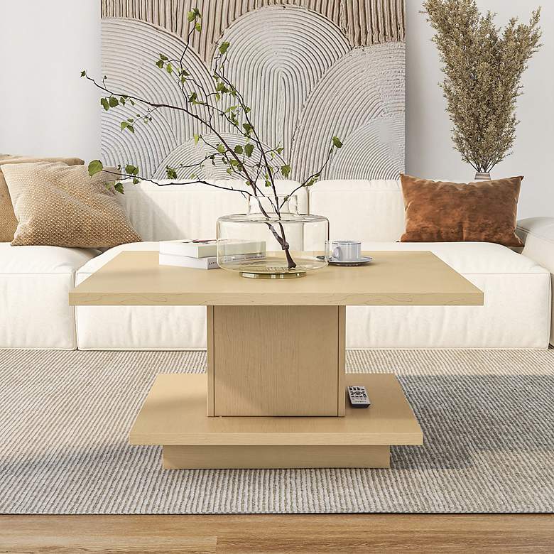 Image 1 Boa Vista 31"W Light Maple Coffee Table with Hidden Storage