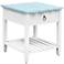 Boardwalk 22"W White and Blueish Green 1-Drawer End Table