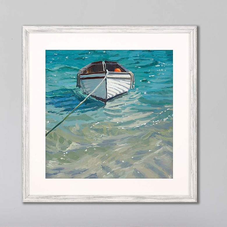 Image 1 Boat and Buoy 41 inch Square Giclee Framed Wall Art