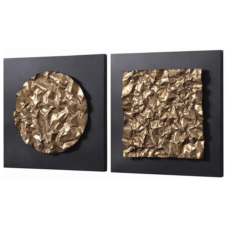 Boaz 20&quot; Square 2-Piece Gold and Black Metal Wall Art Set more views