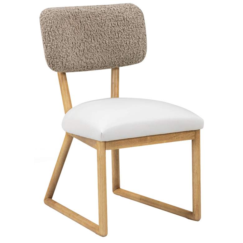 Image 1 Bobbie Cream Vegan Leather and Grey Vegan Shearling Dining Chair