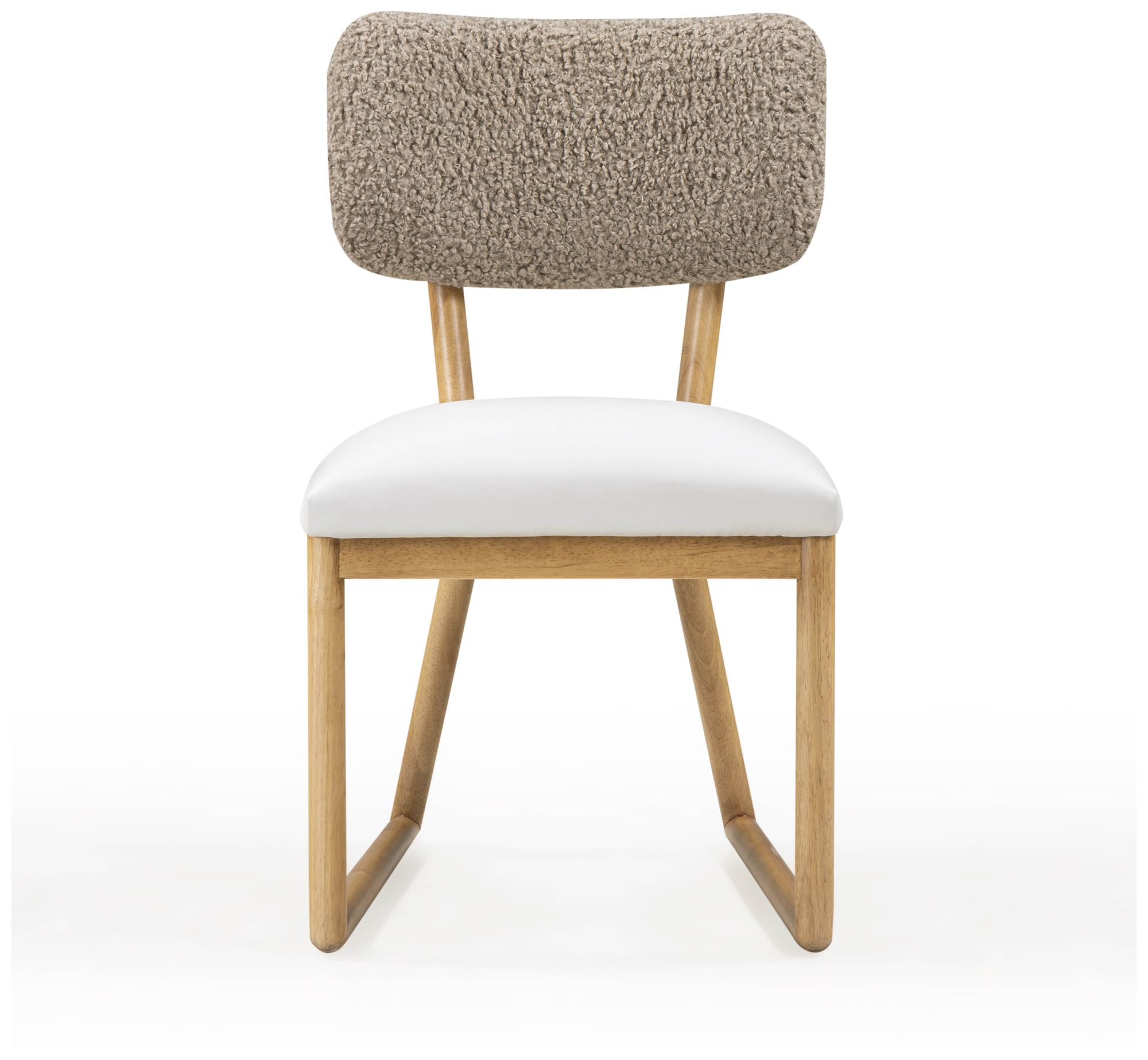 Image 4 Bobbie Cream Vegan Leather and Grey Vegan Shearling Dining Chair more views