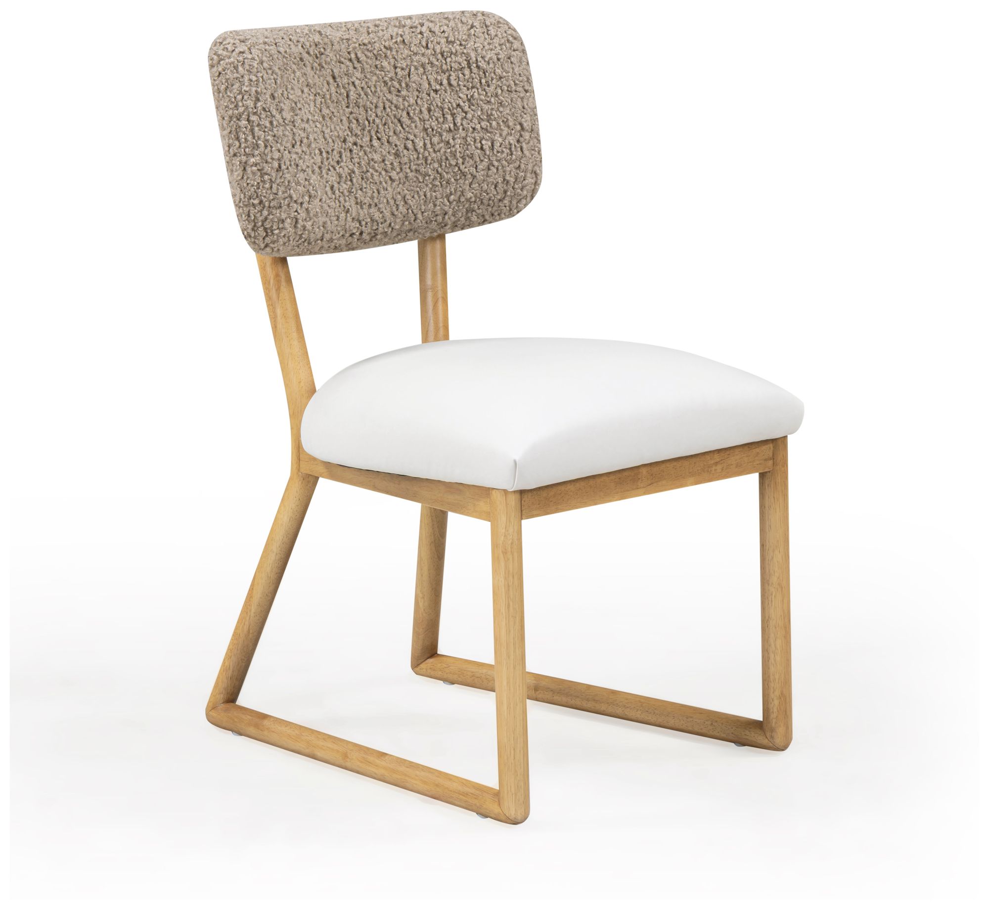 Image 5 Bobbie Cream Vegan Leather and Grey Vegan Shearling Dining Chair more views