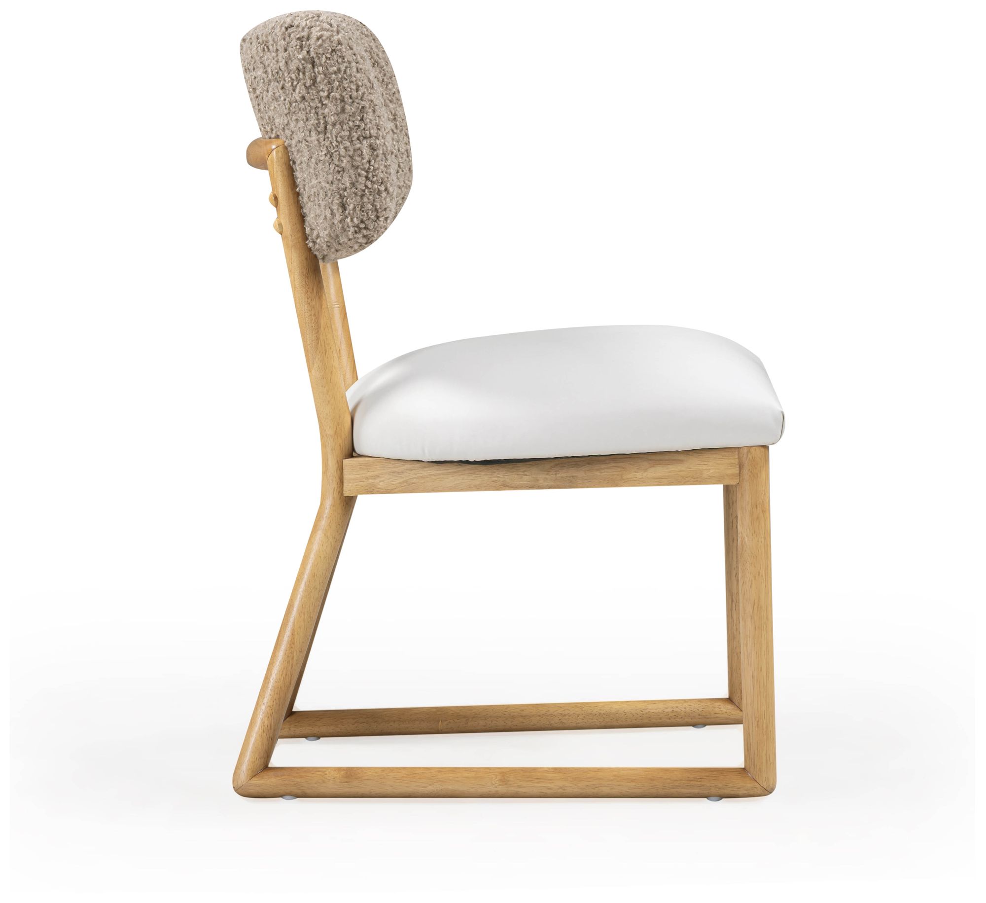 Image 6 Bobbie Cream Vegan Leather and Grey Vegan Shearling Dining Chair more views