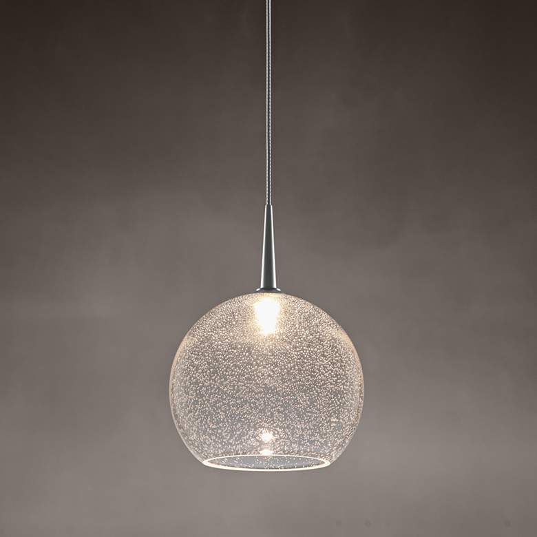 Image 1 Bobo 2 6" Wide Matte Chrome LED Mini Pendant w/ Seeded Glass