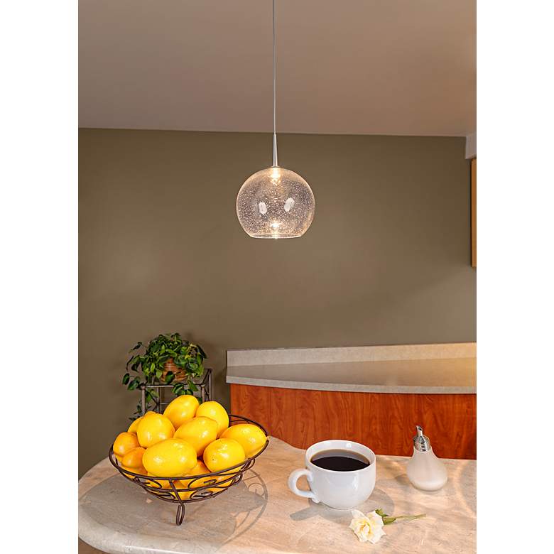 Image 4 Bobo 2 6" Wide Matte Chrome LED Mini Pendant w/ Seeded Glass more views