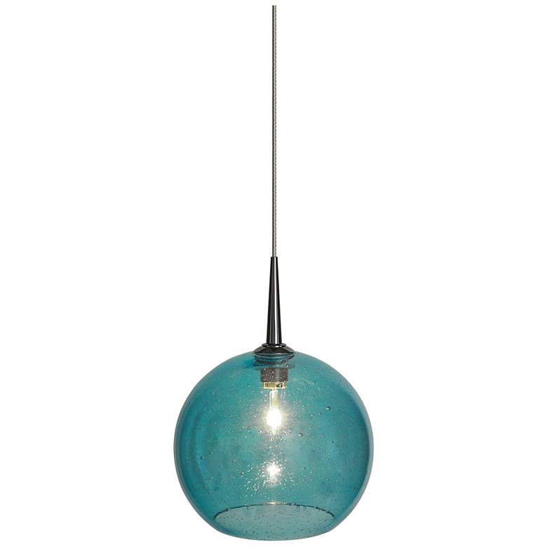 Image 1 Bobo 2 - 6" Wide Pendant - Chrome Finish and Aqua Glass Shade