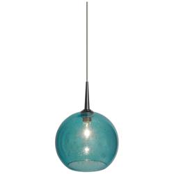 Bobo 2 - 6" Wide Pendant - Chrome Finish and Aqua Glass Shade
