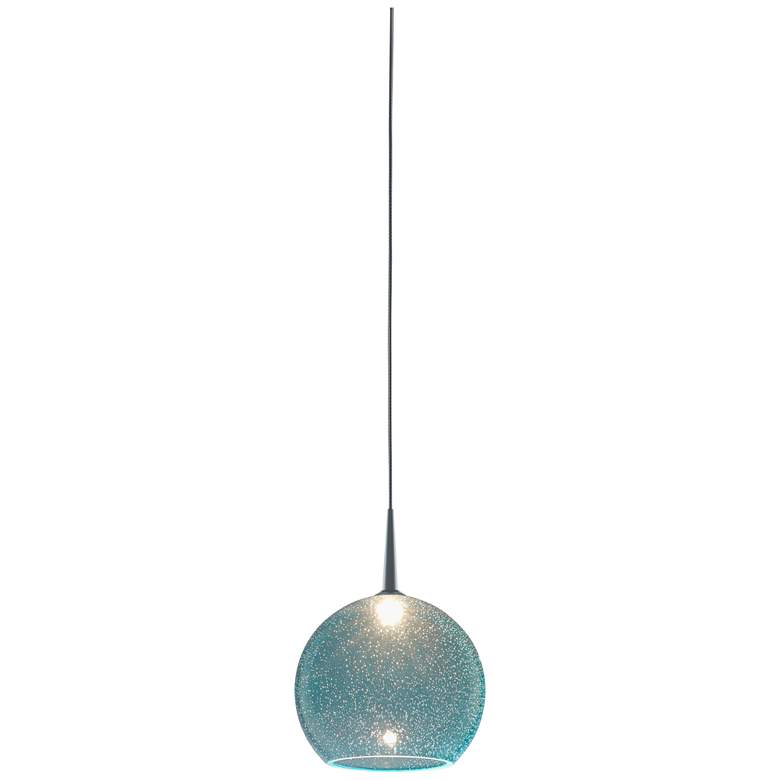 Image 1 Bobo 2 LED Pendant - Chrome Finish - Aqua Glass Shade