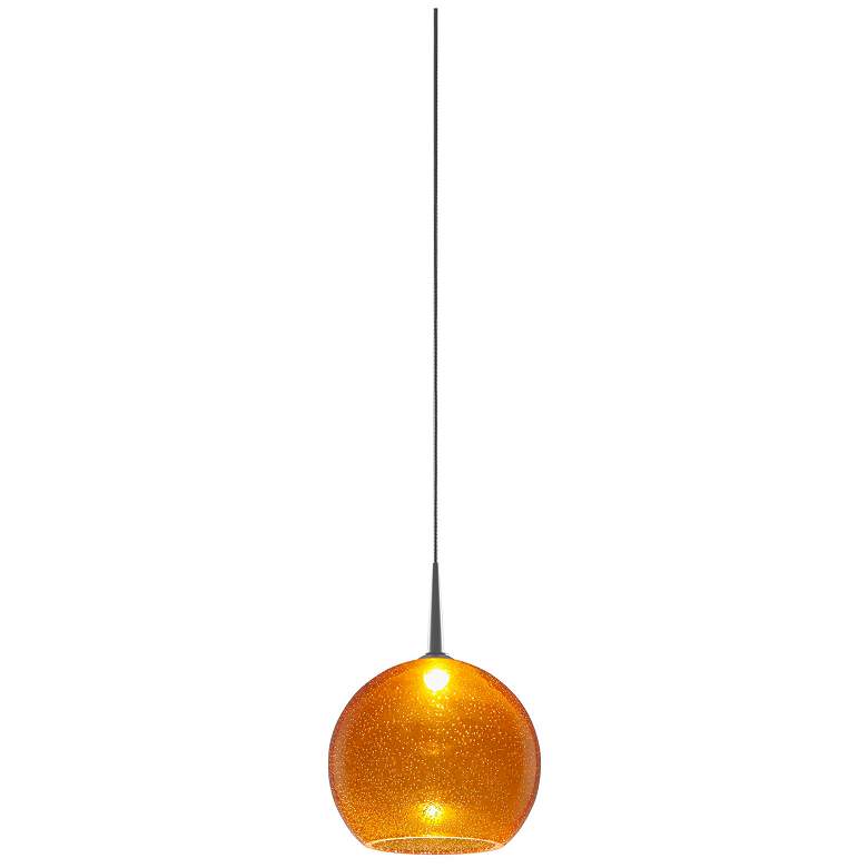 Image 1 Bobo 2 - LED Pendant - Matte Chrome Finish - Amber Glass Shade