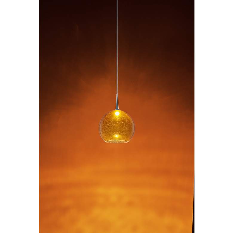 Image 3 Bobo 2 - LED Pendant - Matte Chrome Finish - Amber Glass Shade more views