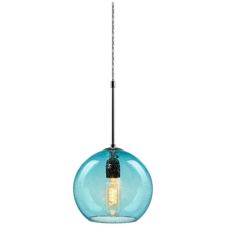 Image 1 Bobo 3 - Pendant - LED - 4 inch Kiss Canopy - Bronze Finish - Aqua Glass