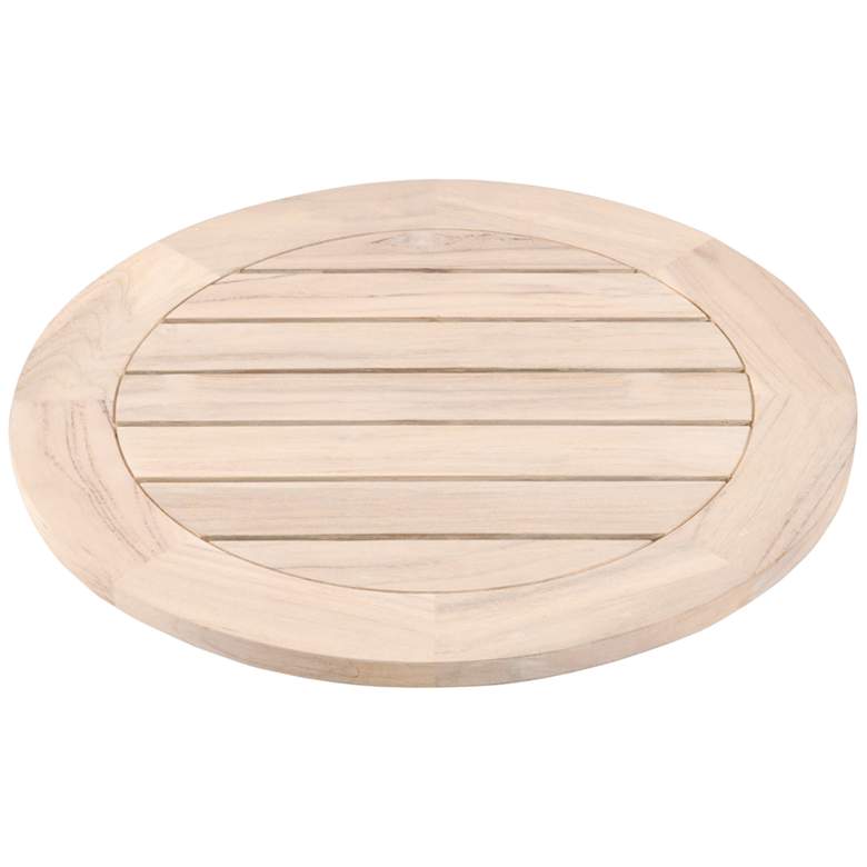 Image 1 Boca 26 1/2 inch Wide Gray Teak Wood Outdoor Lazy Susan