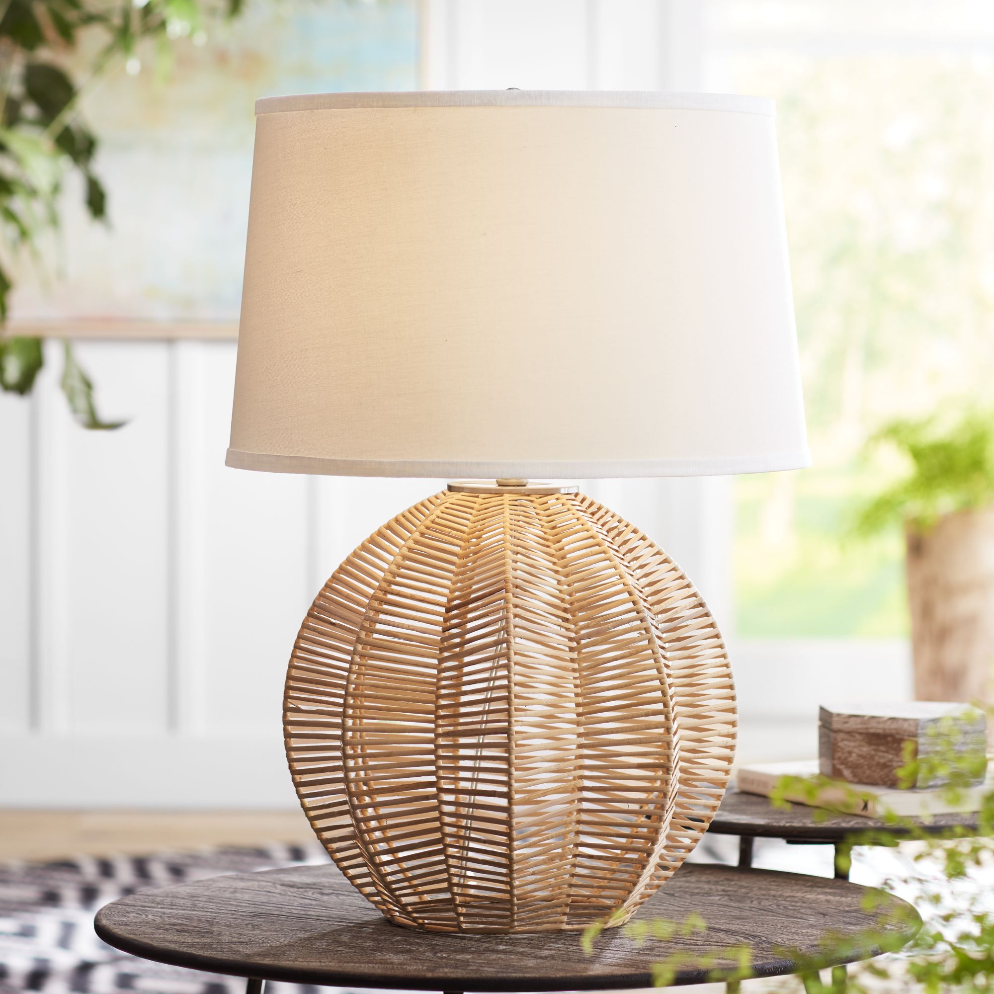 Image Boca 28" High Modern Coastal Natural Rattan Ball Table Lamp