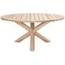 Boca 63" Wide Gray Teak Wood Round Outdoor Dining Table