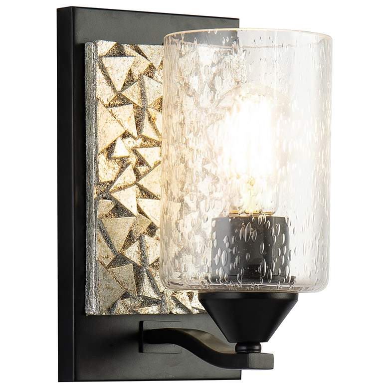 Image 1 Bocage 1 Light Wall Sconce In Matte Black And Silver