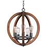 3_Bodega Bay 18"W Anthracite and Pecan Wood 5-Light Chandelier