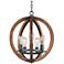 Bodega Bay 18"W Anthracite and Pecan Wood 5-Light Chandelier