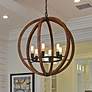 2_Bodega Bay 18"W Anthracite and Pecan Wood 5-Light Chandelier
