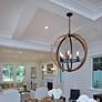 4_Bodega Bay 18"W Anthracite and Pecan Wood 5-Light Chandelier more views