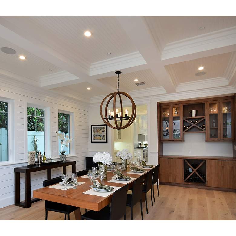 Image 7 Bodega Bay 18"W Anthracite and Pecan Wood 5-Light Chandelier more views