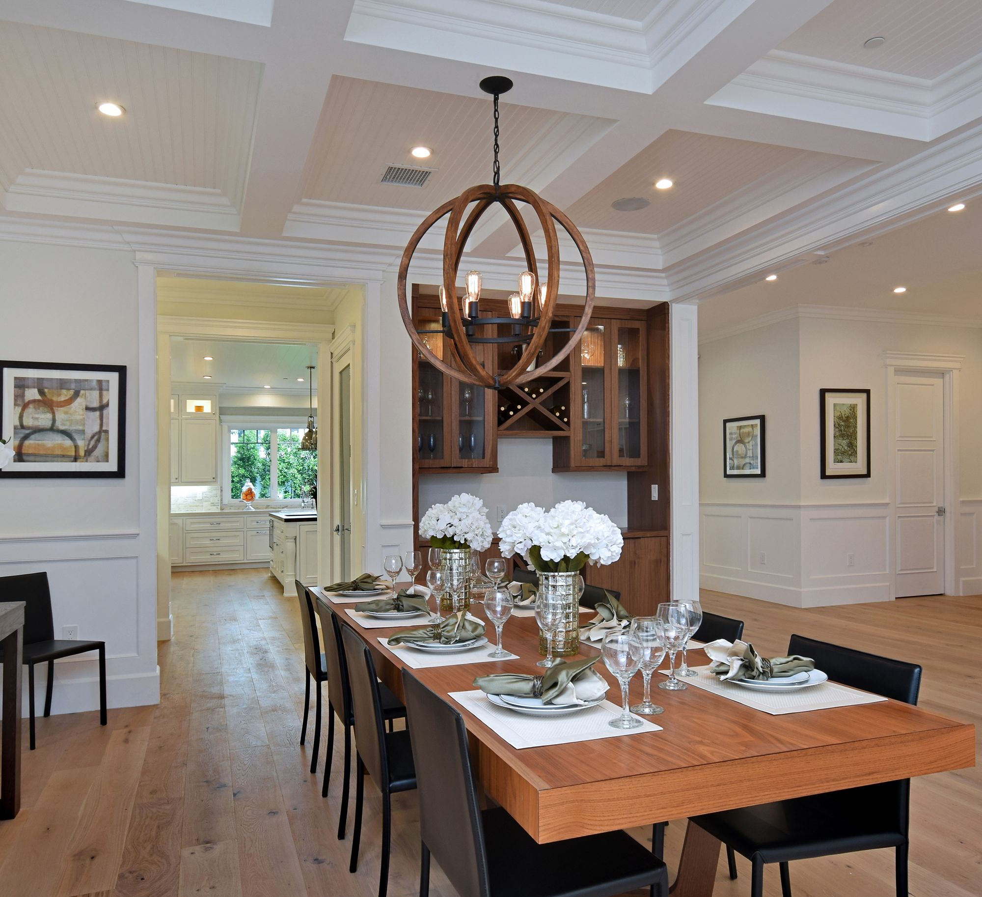 Bodega Bay 18"W Anthracite and Pecan Wood 5-Light Chandelier in scene