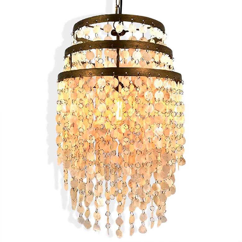 Image 2 Bodhi 16" Brassed Metal Natural Shell Chandelier more views