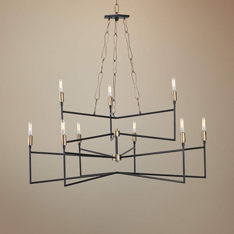 Image 1 Bodie 36 inch Havana Gold and Black Carbon 9-Light Modern Chandelier