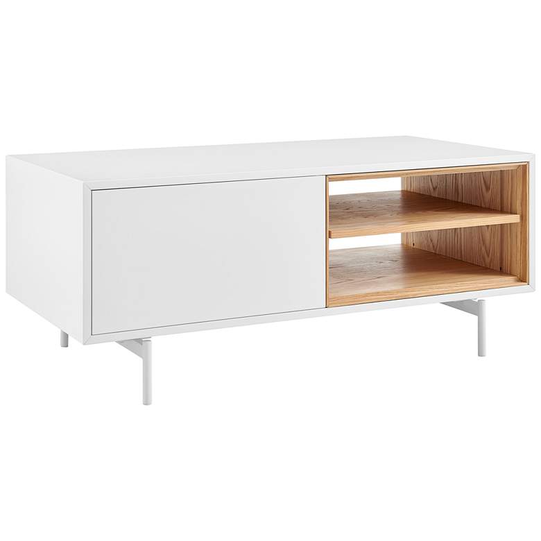 Image 1 Bodie 47 1/4 inch Wide White Lacquered Wood 1-Door Coffee Table