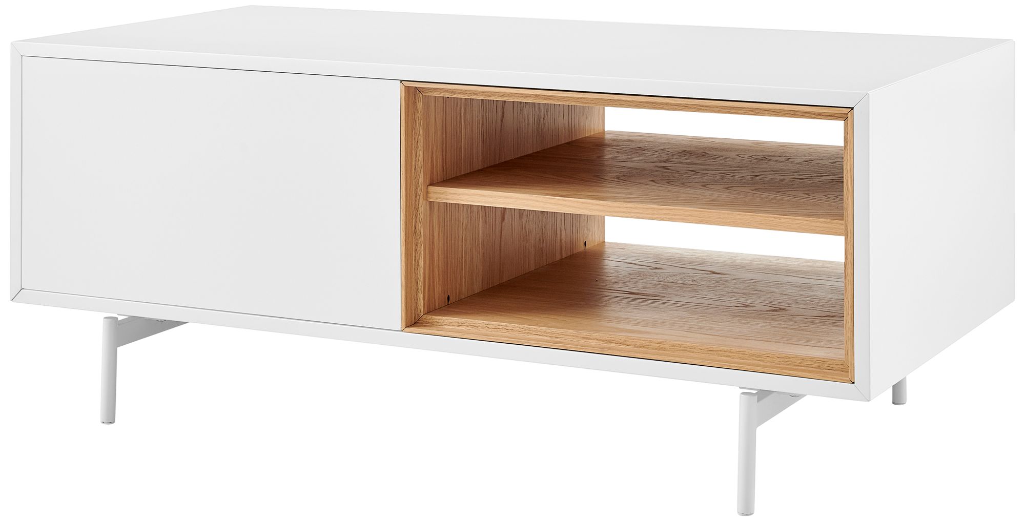 Bodie 47 1/4" Wide White Lacquered Wood 1-Door Coffee Table