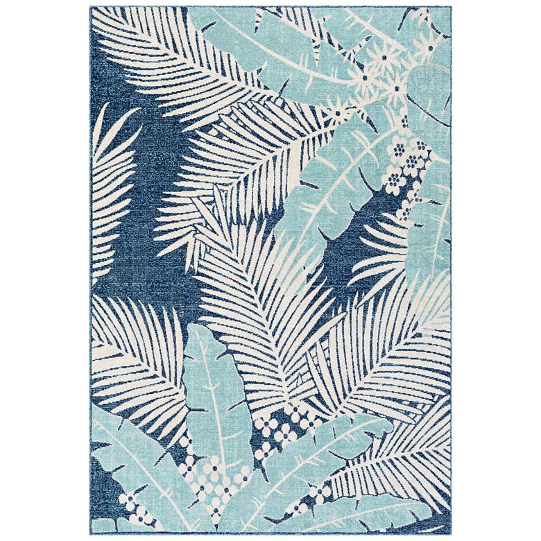 Image 1 Bodrum BDM-2324 6'11"x9' Taupe and Aqua Outdoor Area Rug