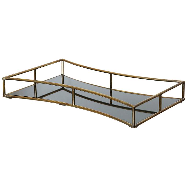 Image 1 Boe Mirror Tray Antique Brass 24" x 4" x 14"